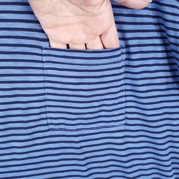 VELVET GRAHAM SPENCER Mens Shirt XL Blue Stripe Pullover Crew Pocket Tee JEREMY - Picture 4 of 9